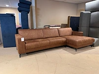 Hoekbank met lounge, cognac