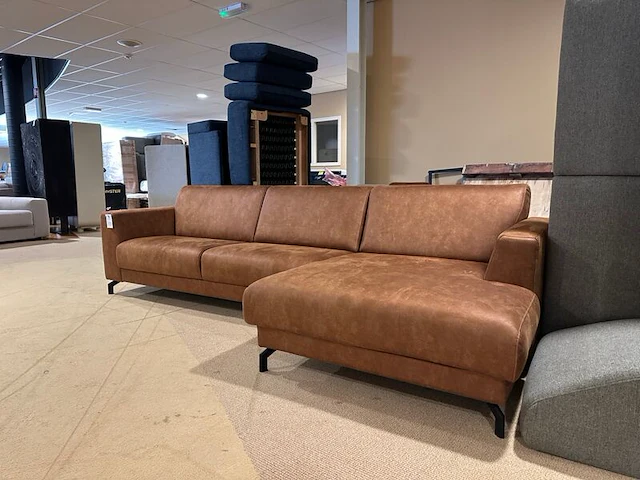Hoekbank met lounge, cognac - afbeelding 3 van  5
