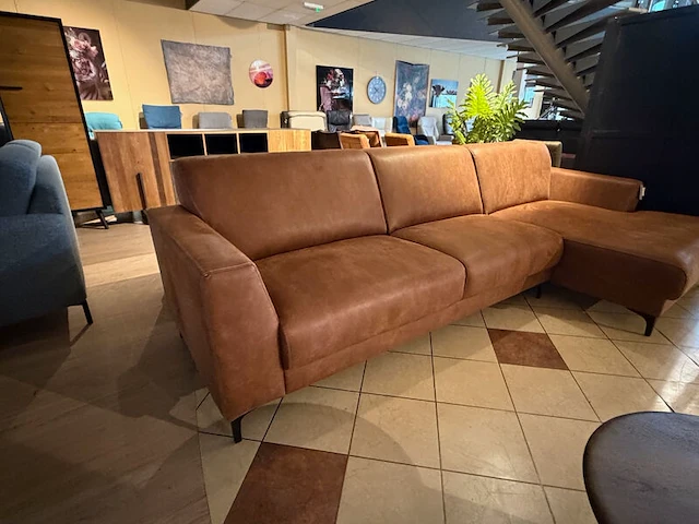 Hoekbank met lounge cognac - afbeelding 2 van  7