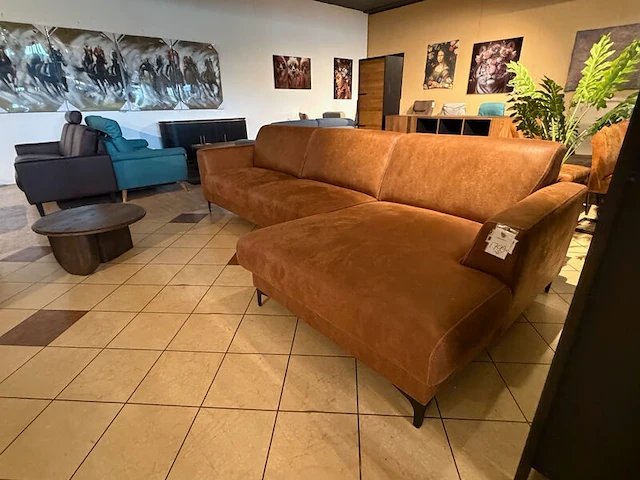 Hoekbank met lounge cognac - afbeelding 4 van  7