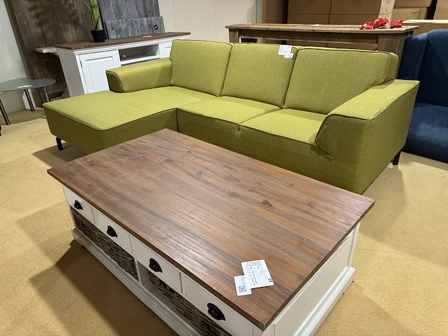 Hoekbank met lounge, groen/geel - afbeelding 1 van  4