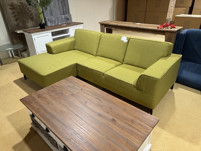 Hoekbank met lounge, groen/geel - afbeelding 2 van  4