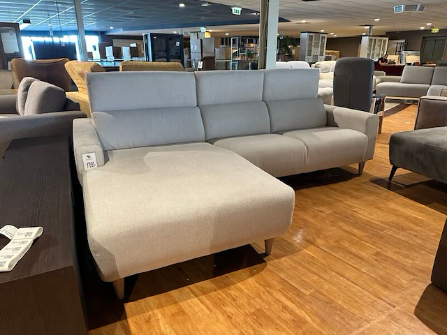Hoekbank met lounge, houten poten, verstelbare neksteunen, wit - afbeelding 1 van  5