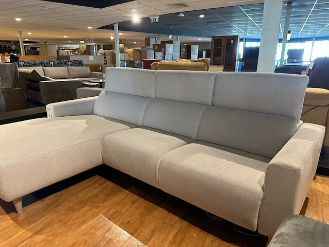 Hoekbank met lounge, houten poten, verstelbare neksteunen, wit - afbeelding 2 van  5