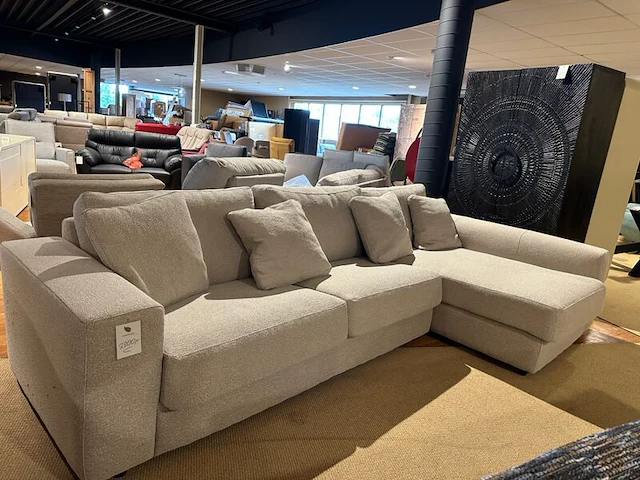 Hoekbank met lounge, lichtgrijs - afbeelding 1 van  6