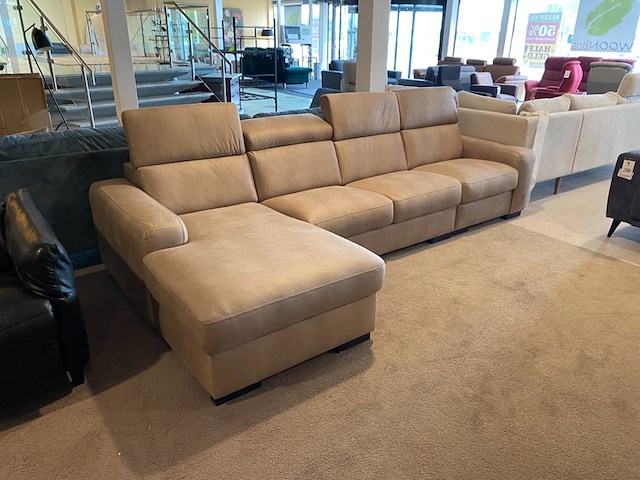 Hoekbank met lounge, taupe/bruin - afbeelding 2 van  6