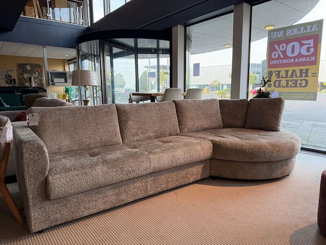 Hoekbank met ronde lounge grijs - afbeelding 1 van  7