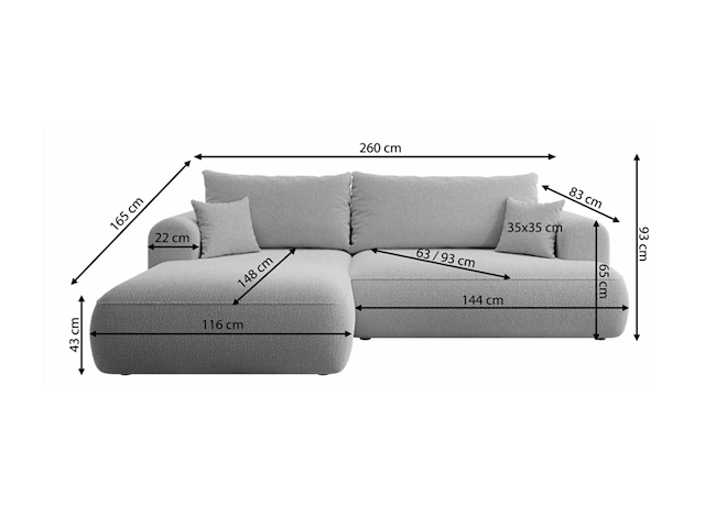 Hoekbank met slaapbank , micadoni home , roze - afbeelding 7 van  7
