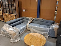 Hoekbank met verstelbare hoofdsteunen anton, blauw/grijs - afbeelding 1 van  7