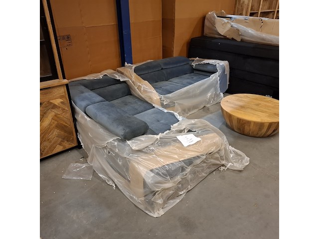 Hoekbank met verstelbare hoofdsteunen anton, blauw/grijs - afbeelding 2 van  7