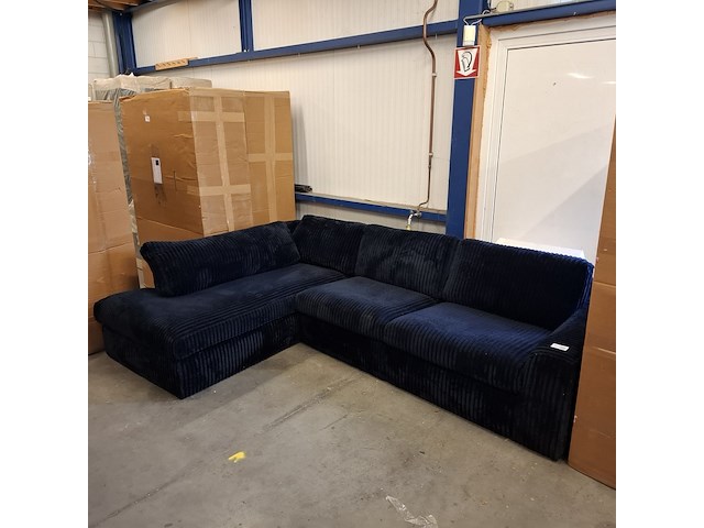 Hoekbank ribstof zwart - afbeelding 1 van  6