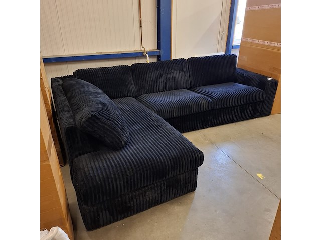 Hoekbank ribstof zwart - afbeelding 2 van  6