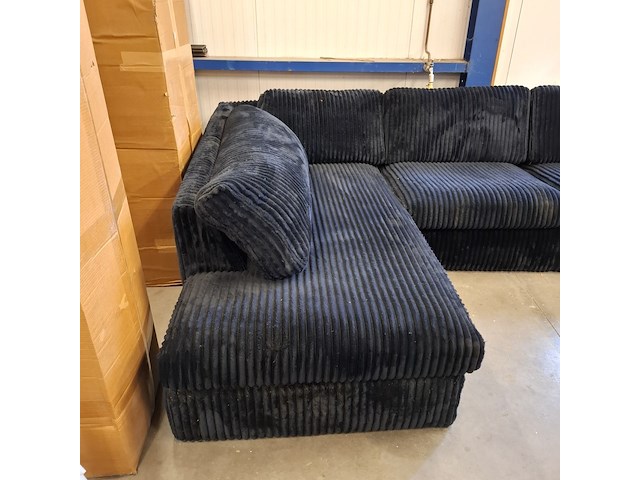 Hoekbank ribstof zwart - afbeelding 3 van  6