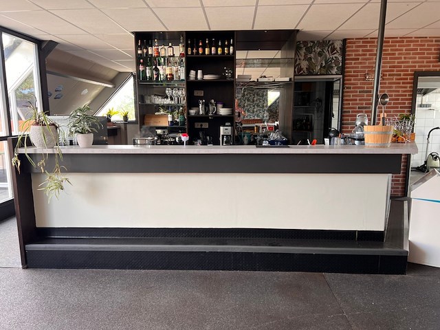 Hoekbar met toogkast zonder inhoud, donkerbruin - afbeelding 1 van  4
