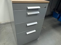 Hoekbureau met 2x bureaustoel, grijs/eiken - afbeelding 2 van  5