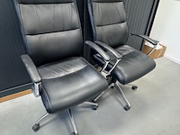 Hoekbureau met 2x bureaustoel, grijs/eiken - afbeelding 3 van  5