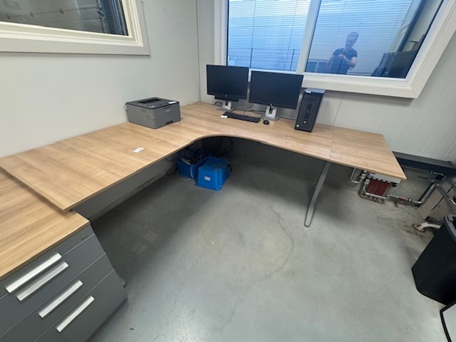 Hoekbureau met 2x bureaustoel, grijs/eiken - afbeelding 5 van  5