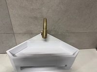 Hoekfontein solid surface 35x49x16 cm + kraan wb, wit - afbeelding 2 van  9