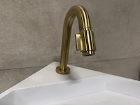 Hoekfontein solid surface 35x49x16 cm + kraan wb, wit - afbeelding 3 van  9