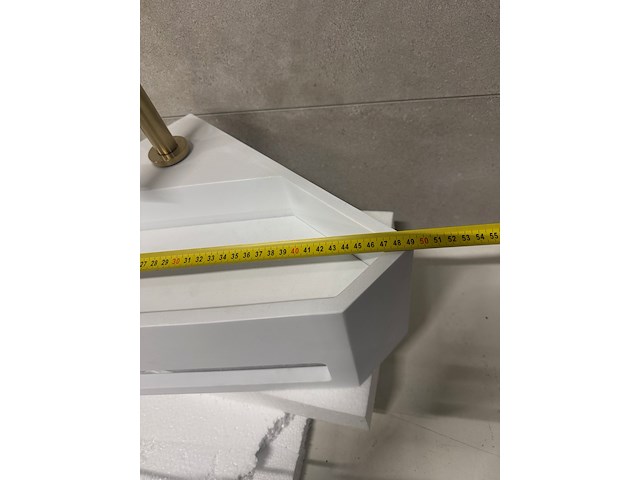 Hoekfontein solid surface 35x49x16 cm + kraan wb, wit - afbeelding 8 van  9