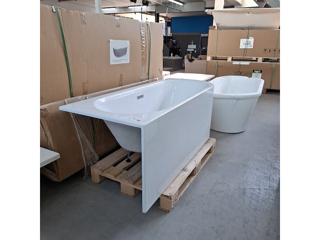 Hoekligbad back to the wall, fibrex, wit - afbeelding 1 van  9