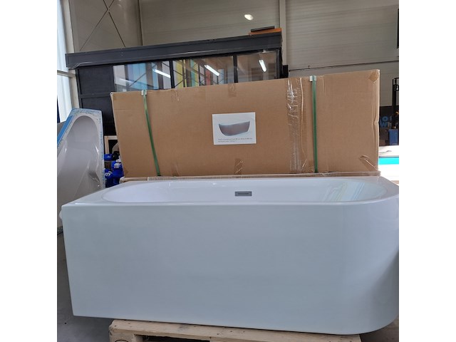 Hoekligbad back to the wall, fibrex, wit - afbeelding 2 van  9