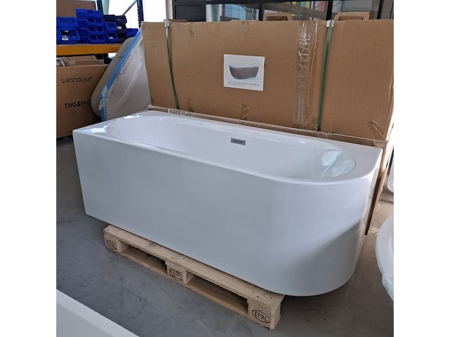 Hoekligbad back to the wall, fibrex, wit - afbeelding 3 van  9