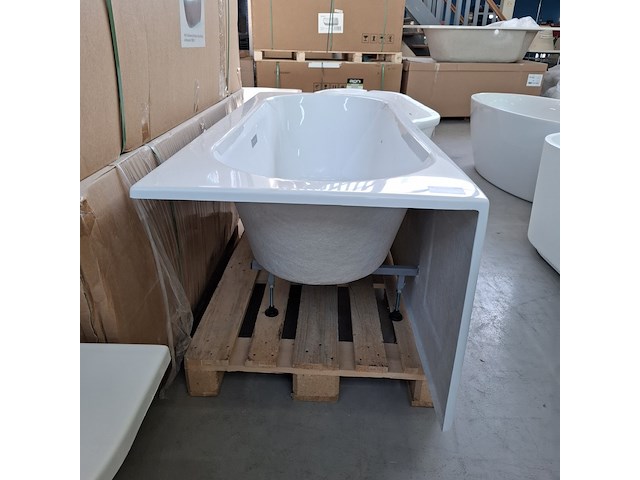 Hoekligbad back to the wall, fibrex, wit - afbeelding 6 van  9