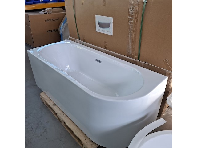 Hoekligbad back to the wall, fibrex, wit - afbeelding 9 van  9