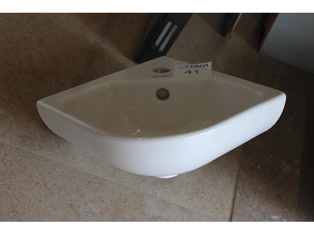 Hoekwasbak duravit met afmeting 31 x 31 cm. - afbeelding 2 van  2