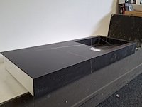 Hoekwastafel maatwerk, calacatta black - afbeelding 2 van  7