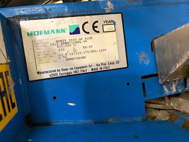 Hofmann - 2015 - monty 3550 gp plus - banden- de en monteer apparaat - afbeelding 10 van  10