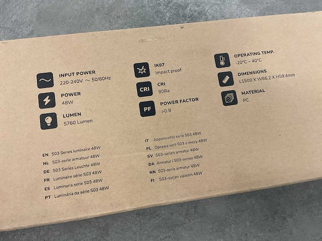 Hoftronic s03 series 48w 150cm 2717926 led plafondarmatuur (6x) - afbeelding 4 van  7