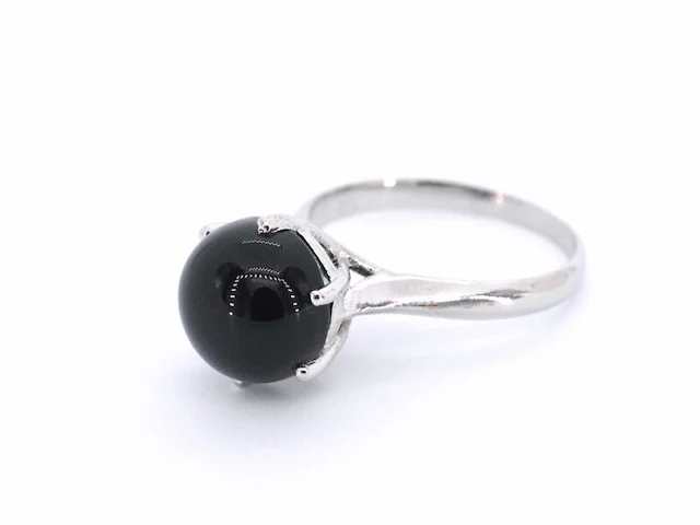 Hoge gehalte zilveren sterling ring met natuurlijke onix - juwelierskwaliteit - afbeelding 1 van  7