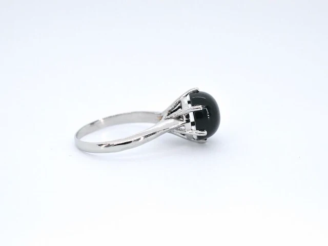 Hoge gehalte zilveren sterling ring met natuurlijke onix - juwelierskwaliteit - afbeelding 4 van  7