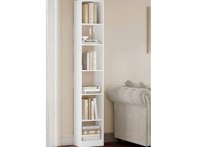 Hoge houten boekenkast hzuaneri, wit - afbeelding 1 van  3