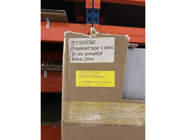 Hoge kast links greeplijst aluminium, beton zilver - afbeelding 3 van  7
