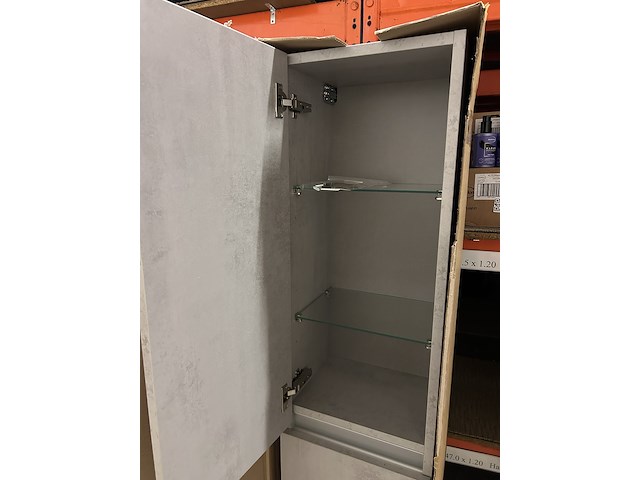 Hoge kast links greeplijst aluminium, beton zilver - afbeelding 5 van  7