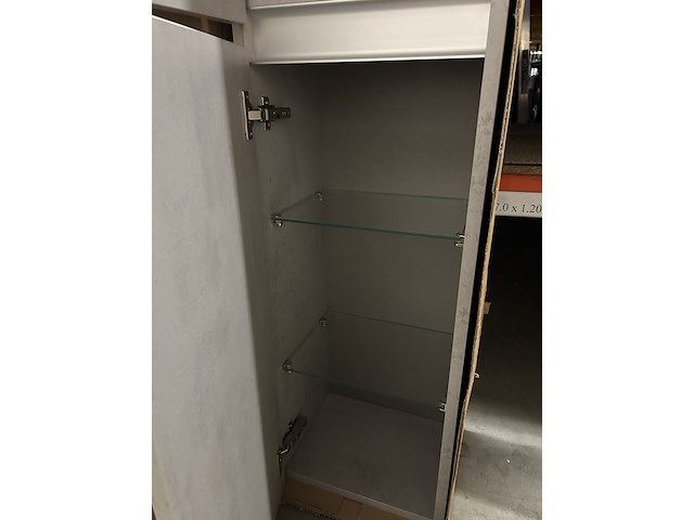 Hoge kast links greeplijst aluminium, beton zilver - afbeelding 6 van  7