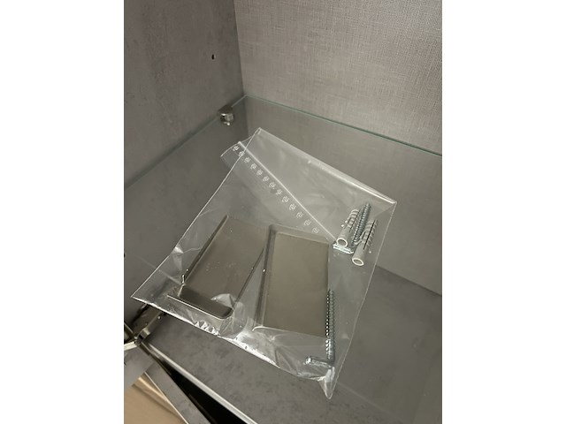 Hoge kast links greeplijst aluminium, beton zilver - afbeelding 7 van  7