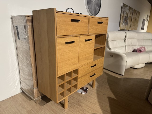 Hoge kast, naturel eikenhout - afbeelding 2 van  4