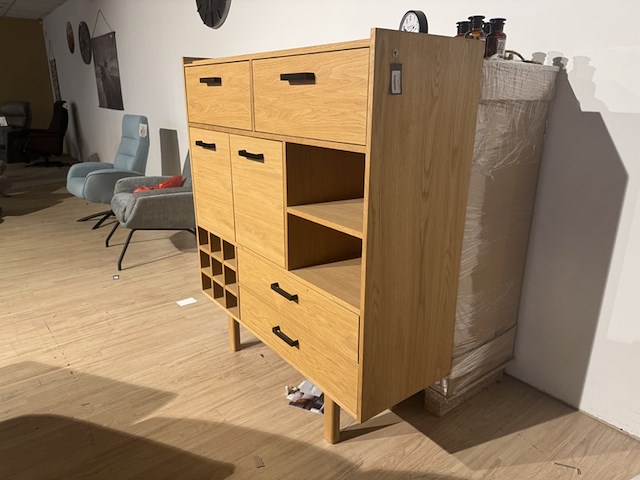 Hoge kast, naturel eikenhout - afbeelding 3 van  4