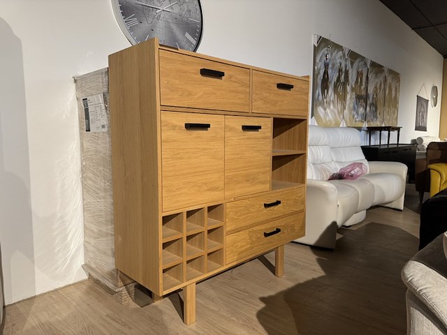 Hoge kast, naturel eikenhout - afbeelding 1 van  4