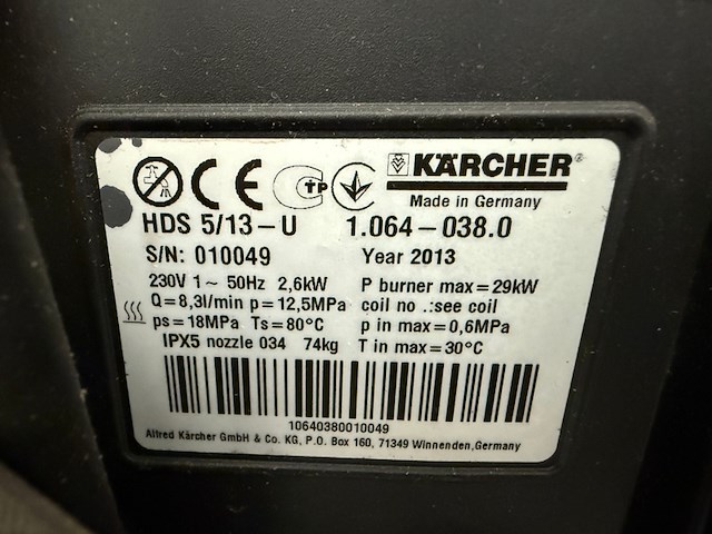 Hogedruk reiniger, karcher, hds5/13u, 2013 - afbeelding 7 van  7