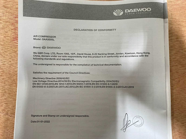 Hogedrukcompressor, daewoo, daax 500l, 2026 - afbeelding 2 van  12
