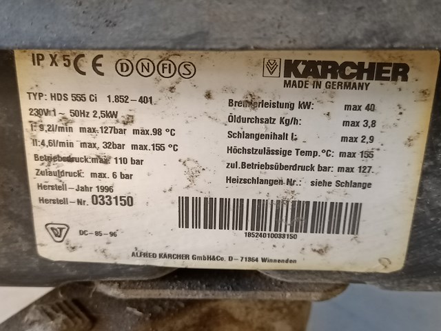 Hogedrukreiniger, karcher, hds 555 ci, 1996 - afbeelding 6 van  6