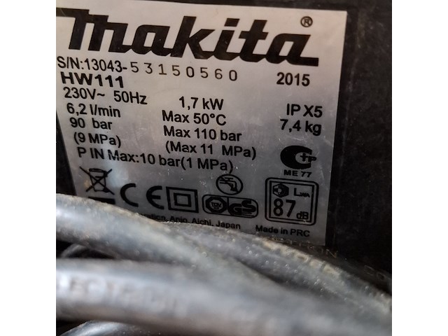 Hogedrukreiniger makita, hew111, bouwjaar 2015 - afbeelding 5 van  8