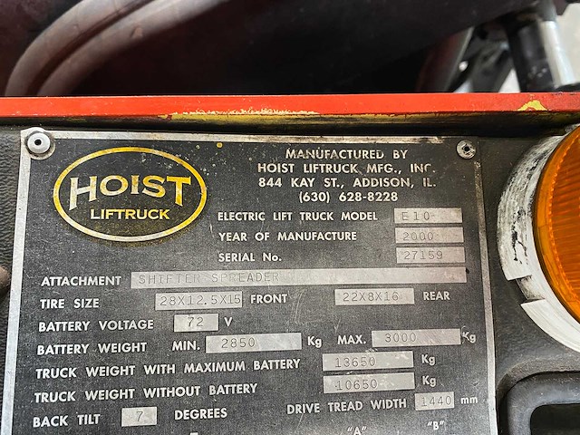 Hoist - e10 elektrisch - 10.000kg hefvermogen, vorkversteller - vorkheftruck - afbeelding 2 van  12