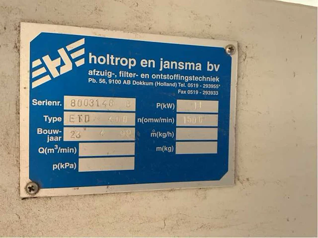 Holtrop en jansma - 1999 - msk 400s - filterafzuiginstallatie - afbeelding 23 van  24