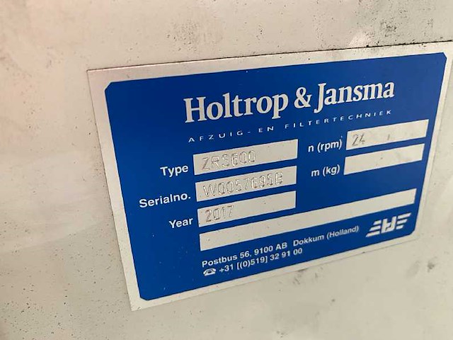 Holtrop & jansma - 2017 - zrs 600 - filterafzuiginstallatie - afbeelding 4 van  14